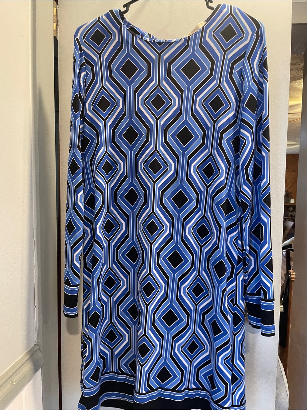 Michael Kors Blue Geometric Midi Dress size M